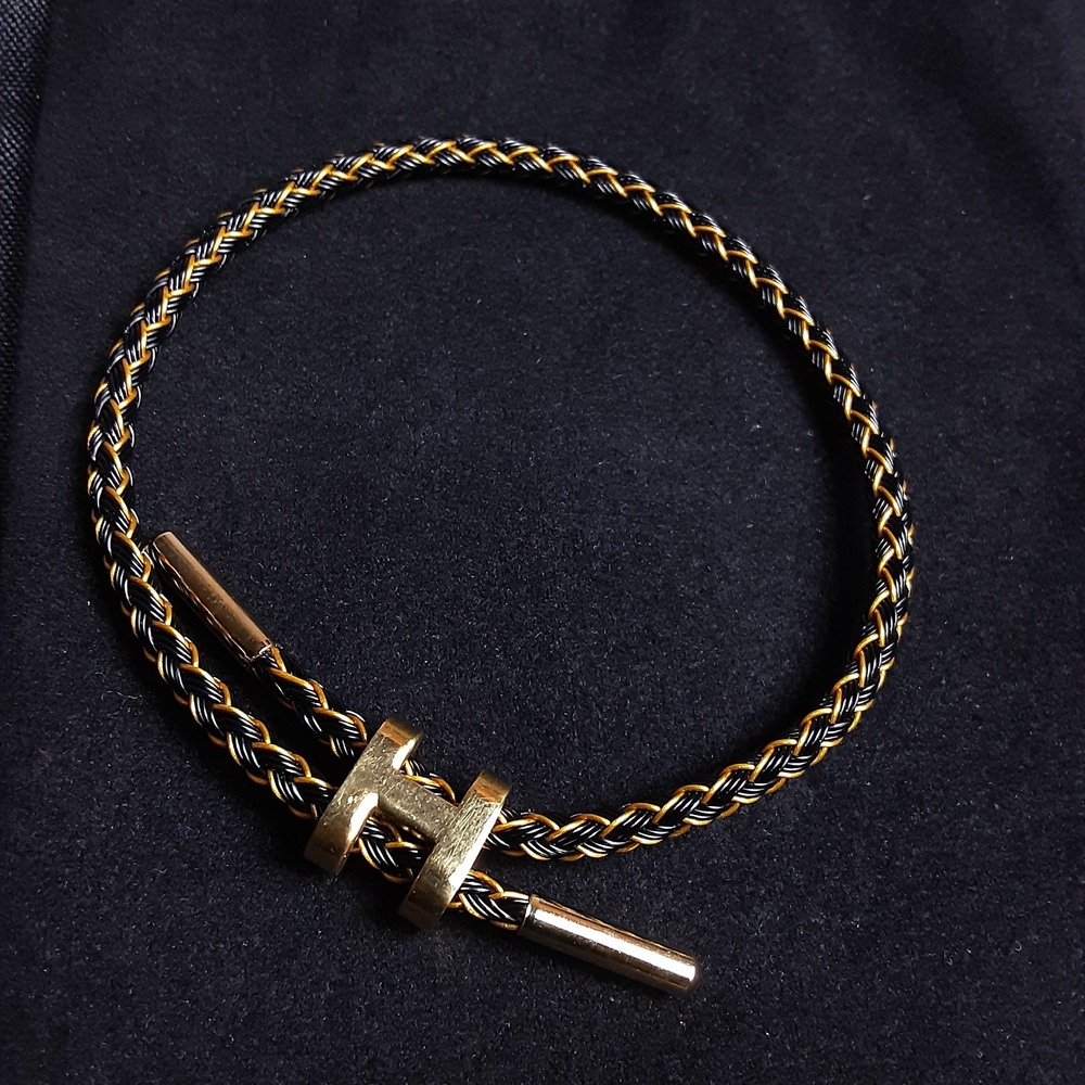 Elegant Gold and Black Braided Men's Bracelet J283